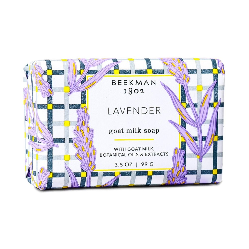 Beekman 1802 Goat Milk Body Soap Bar, Lavender - Scented - 3.5 oz - Nourishes, Moisturizes & Hydrates - 100% Vegetable Soap with Lactic Acid - Good for Sensitive Skin - Cruelty Free