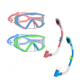 Aegend Snorkeling Gear for Kids, Youth Snorkel Set Dry Snorkel Enhanced Anti-Leak Anti-Fog Technolog, Diving Mask with Panoramic View and Adjustable Strap for Scuba Diving Swimming (Pink & Blue)