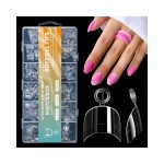 Cycullinyt 600Pcs Extra Short Half Cover Tapered Square Soft Gel Clear Nail Tips Set, Pre-shaped XXS Fake Nails False Nail Extension for Home Salon DIY 12 Sizes