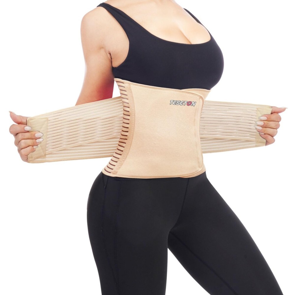TESETON Back Brace for Men and Women, Back Support Belt Relief Lower Back Pain Herniated Disc, Sciatica, Scoliosis, Breathable Mesh, Lumbar Support Belt, Back Brace for Lifting at Work 02 Beige-S