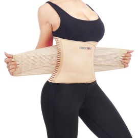 TESETON Back Wrap for Men & Women, Brace Belt Plus Size,Breathable Lumbar Support for Scoliosis, Waist Relax Lower Back Pain, Sciatica Pain Relief with 8 reinforced Bones 02 Beige-XL
