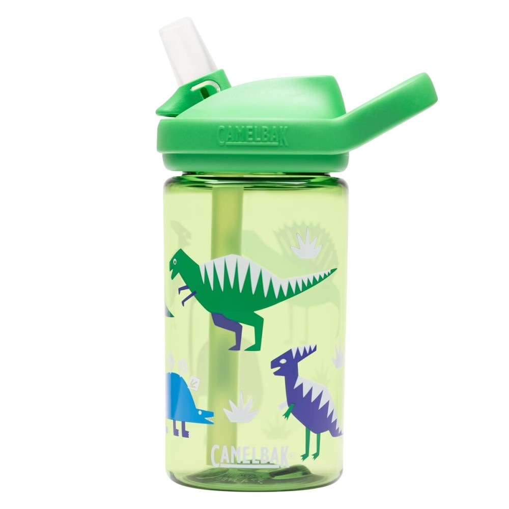 CamelBak Eddy+ Kids Bite Valve Straw Tritan Renew Water Bottle Hip Dinos, 14oz