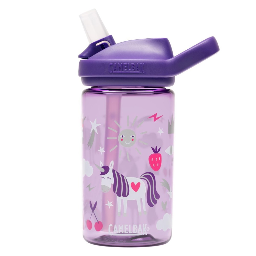CamelBak Eddy+ Kids Bite Valve Straw Tritan Renew Water Bottle Unicorn Party, 14oz