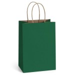 BagDream Forest Green Gift Bags with Handles Bulk 5.25x3x8 Inch 100Pcs Small Kraft Paper Bags for Christmas, Thanksgiving, Craft, Party Favors, Retail, Grocery, Recyclable