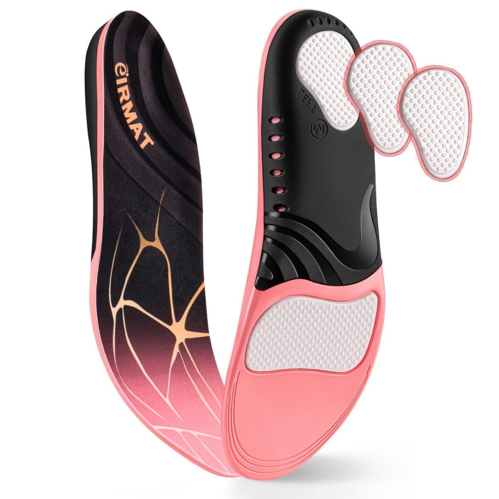 Plantar Fasciitis Shoe Insoles for Women: High Arch Support Orthotic Inserts - Orthotic Inserts for Flat Feet, Foot Pain Relie(1 Pairs-M-Pink)