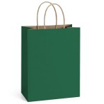 BagDream Forest Green Gift Bags with Handles Bulk 8x4.25x10.5 Inch 100Pcs Medium Kraft Paper Bags for Christmas, Thanksgiving, Craft, Party Favors, Retail, Grocery, Recyclable Paper Sacks