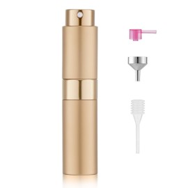 LISAPACK 8ML Atomizer Perfume Spray Bottle for Travel, Empty Refillable Cologne Dispenser, Portable Sprayer (Rose Gold)