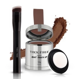 THICK FIBER Root Touch Up Powder with Brush - Covers Grey Roots, Thinning Hair & Bald Spots - Sweat & Water Resistant for Men & Women (Red Brown, 0.35 Ounce (Pack of 1))