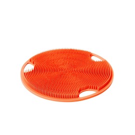 Boie USA Flat Body Scrubber - Hygienic, Exfoliating Loofah Alternative - Feels Like Silicone Scrubber Gentle on Sensitive Skin, Hypoallergenic, BPA- & Latex-Free, Made in The USA (Orange)