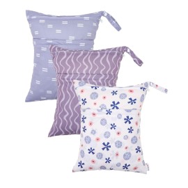 ALVABABY 3pcs Cloth Diaper Wet Dry Bags Waterproof Reusable with Two Zippered Pockets Travel Beach Pool Daycare Soiled Baby Items Yoga Gym Bag for Swimsuits or Wet Clothes 3L-ZM36