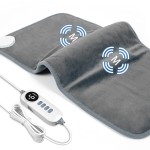 DAILYLIFF Massage Heating Pad, 12x 24 Electric Heated Pads with Massager, 4 Massage Modes, 6 Heat Settings, 24 Relaxing Combinations, UL Certification, Grey