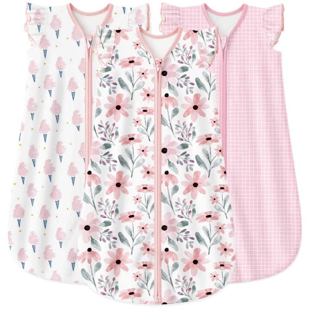 Yoofoss Baby Sleep Sack 0-6 Months Wearable Blanket for Babies 100% Organic Cotton 2-Way Zipper TOG 0.5 Toddler Sleeping Sack 3 Pack, Comfy Lightweight Sleep Sacks
