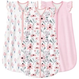 Yoofoss Baby Sleep Sack 0-6 Months Wearable Blanket for Babies 100% Organic Cotton 2-Way Zipper TOG 0.5 Toddler Sleeping Sack 3 Pack, Comfy Lightweight Sleep Sacks