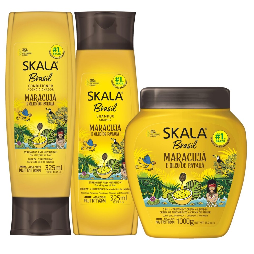 SKALA Maracuj Hair Care Kit - Treatment Cream + Shampoo + Conditioner (3 pcs) - Hydrating & Softening Formula for Smooth, Manageable Hair with Fruity Freshness