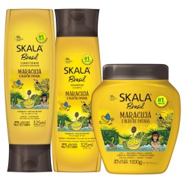 SKALA Maracuj Hair Care Kit - Treatment Cream + Shampoo + Conditioner (3 pcs) - Hydrating & Softening Formula for Smooth, Manageable Hair with Fruity Freshness