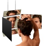 LMZNXCZ 5 Way Mirror for Self Hair Cutting,360 Haircuts Mirror Men for Barber Use Tools,to See Back of Head,Tri Fold with Portable Height Adjustable Telescoping Hooks