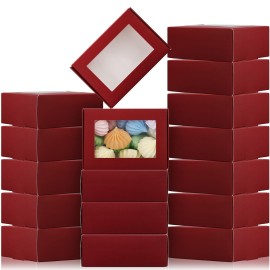 Zonon 30 Pcs Soap Boxes for Homemade Packaging, Mini Kraft Treat Boxes with Window for Bakery Candy Soap Making Gift Packaging(3.7 x 2.6 x 1.37 Inch,Burgundy)
