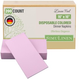 SimuLinen Blush Pink Linen Feel Disposable Dinner Napkins - Cloth-Like Kosher Napkins for Celebrations, Weddings, and Showers, 16x16, Box of 300