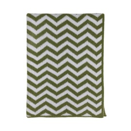 Living Textiles Chenille Knitted Blanket - Sage Chevron