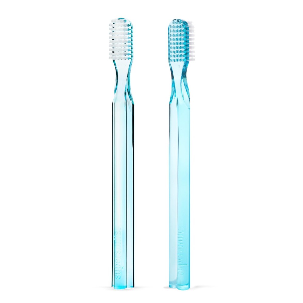 Supersmile New Generation 45 Long Toothbrush, 2 Pack - Angled Brush for Optimal Gumline Cleaning and Precise Control - Visibly Healthier Gums - Blue