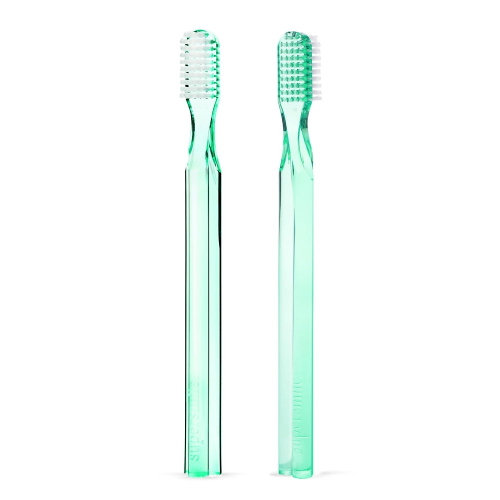 Supersmile New Generation 45 Long Toothbrush, 2 Pack - Angled Brush for Optimal Gumline Cleaning and Precise Control - Visibly Healthier Gums - Green