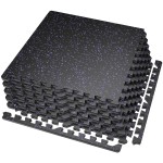 SUPERJARE 0.56\'\' Thick 6 Pcs 24 Sq Ft Rubber Top Exercise Equipment Mats, High Density EVA Foam Mats with Rubber Top, Interlocking Gym Flooring for Home Gym, Protective Workout Mat, Black/Purple