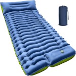 Yuzonc Camping Sleeping Pad, Ultralight Inflatable Sleeping Mat with Built-in Foot Pump & Pillow, Compact Air Mattress for Camping, Backpacking, Hiking, Tent - Blue