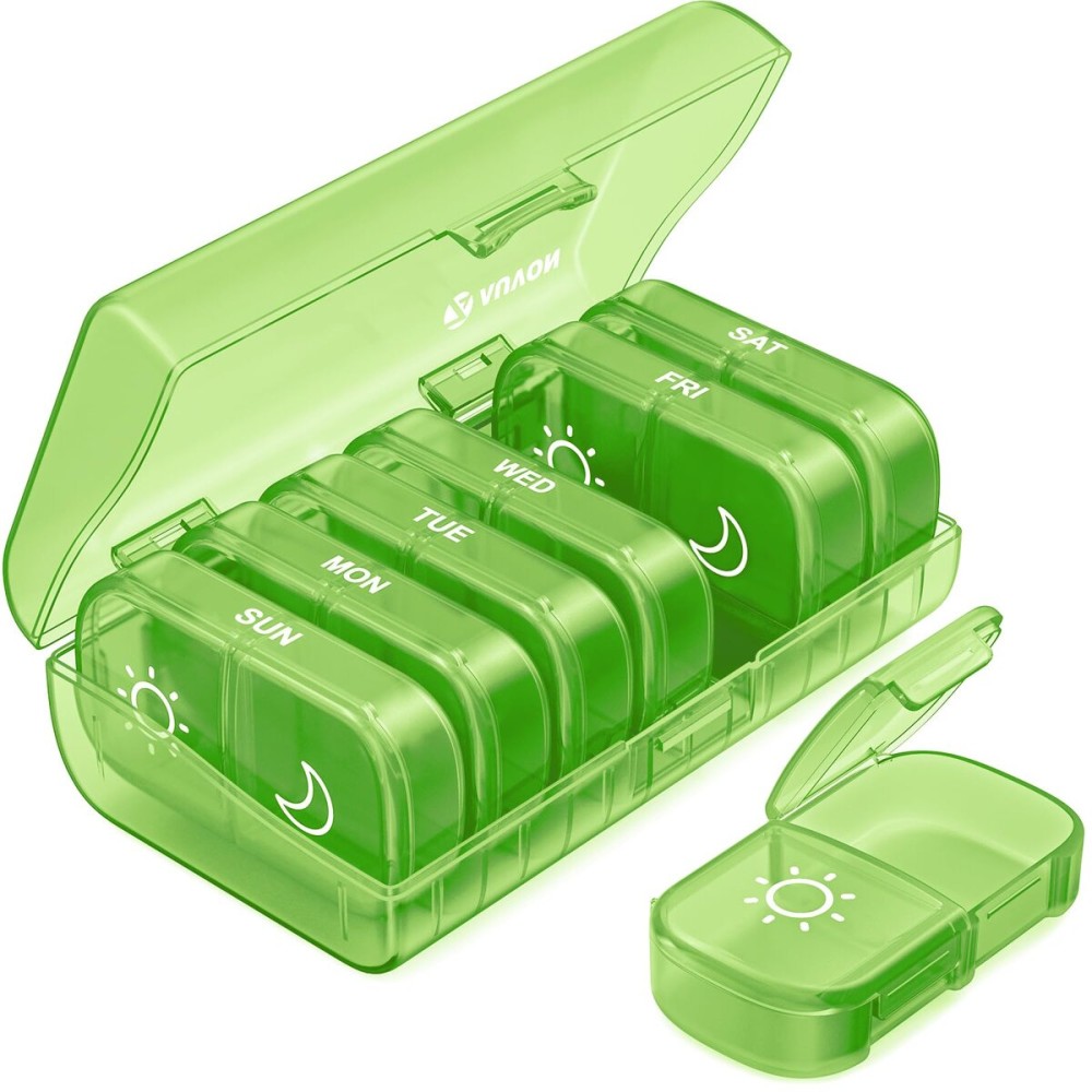AUVON XL Weekly Pill Organizer 2 Times a Day, AM PM Pill Case with One-Side Large Opening for Easy to Use, Pill Box 7 Day Travel Medication Organizer for Medications, Vitamins, Fish Oils, Supplements