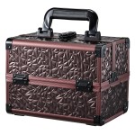 Joligrace Makeup Train Case Cosmetic Box Portable Makeup Case Organizer 2 Trays Makeup Storage with Mirror Locking for Cosmetologist Aesthetic Supplies Nail Tech Traveling Makeup Box Dark Brown