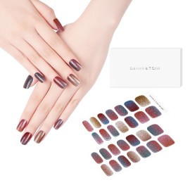 DANNI & TONI Semi Cured Gel Nail Strips Metallic Multicolor Glitter Gradient Gel Nail Wraps Gift for Woman | Twilight