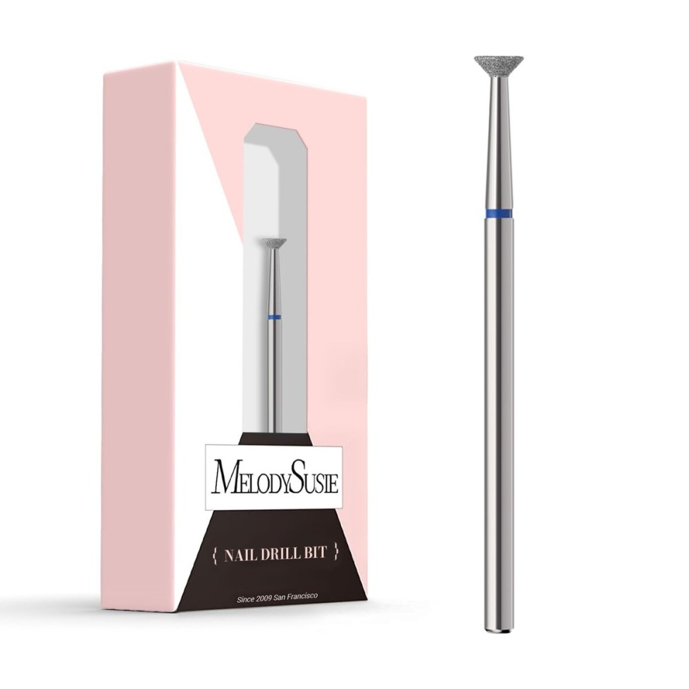 MelodySusie 4mm Inverted Tapered Cuticle Clean Nail Drill Bit 3/32\'\', Professional Safety Carbide Diamond Under Nail Cleaner for Cuticle Dead Skin Nail Prepare, Beginners Bits, Series Bit-S, Medium