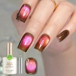 Born Pretty 15ML Cat Magnetic Eye Gel Polish, Pink Brown Gel Nail Polish Fall Winter Cat Holographic Magnetic Nail Polish Nail Art Manicure Salon DIY at Home