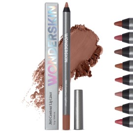 Wonderskin Lipliner Pencil - 360 Contour Lipliner, Long Lasting, Sharpenable Lip Pencil, Waterproof and Transfer-Proof Nude Lip Liner (Walnut)