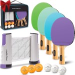 PRO-SPIN Portable Ping Pong Set with Retractable Ping Pong Net for Any Table, All-in-One Table Tennis Set with Ping Pong Paddles, Balls & Case, Table Top Family Game (4-Player Set)