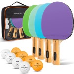PRO-SPIN Ping Pong Paddles - High-Performance Set with Premium Table Tennis Rackets, 3-Star Ping Pong Balls, Compact Storage Case (4-Player Set, Purple/Blue/Mint/Green)