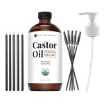 Kate Blanc Cosmetics Castor Oil Organic (16oz), 100% Pure, Cold Pressed, Hexane Free, Glass Bottle. Natural Oil for Hair, Eyelashes, Eyebrows. Skin Moisturizer with Starter Kit