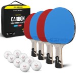 PRO-SPIN Ping Pong Paddles - Professional Level Table Tennis Rackets with Carbon Fiber for Superior Control | 7-Ply Blade, Premium Rubber, 2.0mm Sponge (4-Pack, Blue/Red)