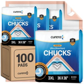 Chucks Premium Disposable Underpads 36x36 [100-Count] Ultra Absorbent Chux Incontinence Bed Pads Disposable Adult with Adhesive Tape, Pee Pads Pet Training Pads XXXL 36x36 Bulk Pack