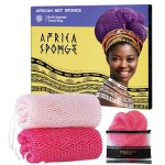 African Net Authentic - 2 Pieces Real African Exfoliating Sponge with Knots - African Net Wash Cloths for Body Scrubber Exfoliator Pink & BabyPink- Back Scrub for Shower Bath Accessories