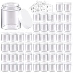 48 Pack 8 OZ Plastic Jars Round Clear Cosmetic Container Jars with White Lids, Eternal Moment Plastic Slime Jars for Lotion, Cream, Ointments, Makeup, Eyeshadow, Rhinestone, Samples, Travel Storage