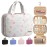 HOTOR Travel Toiletry Bag - Hanging Toiletry Bag for Women & Men, Makeup Bag/Big Comparment, Waterproof for Travel Accessories, Travel Essentials, Medium, Beige with Colorful Floral