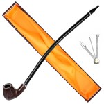 Hysagtek 16\'\' Long Tobacco Pipe - Exquisite Wooden Churchwarden Tobacco Pipe Long Stem Smoking Pipes with Cleaning Tool Kit and Gift Box