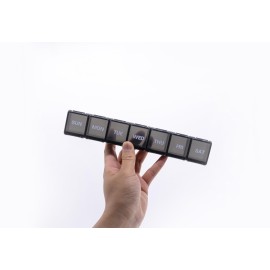 Sukuos Medium Large Weekly Pill Organizer - 7 Day Daily Pill Box, Easy-to-Open Medicine Container with Silkscreen & Clear Lid for Vitamins, Fish Oils or Supplements