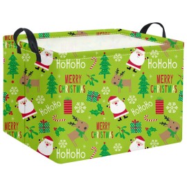 HIYAGON Rectangular Christmas Basket Fabric Storage Bin Storage Boxes,Collapsible Storage Basket for Clothes,Books.Shelves Basket(Green Christmas)