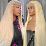 CUTE BEIN 613 13x6 Lace Front Wig Human Hair 32 Inch, 200 Density Blonde HD Lace Frontal Wig,Straight Lace Front Wigs Human Hair Pre Plucked, Glueless Wigs for Women