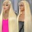 CUTE BEIN 613 13X6 Lace Front Wig Human Hair,200 Density Blonde HD Transparent Lace Front Wigs Glueless 28 Inch, Straight Frontal Wigs Human Hair Pre Plucked Bleached Knots