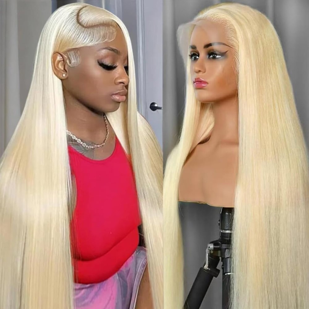 CUTE BEIN 200 Density 30 Inch 613 13X6 Lace Front Wigs Human Hair Pre Plucked,Straight HD Transparent Lace Frontal Wigs Human Hair, Blonde Glueless Wig Bleached Knots with Baby Hair