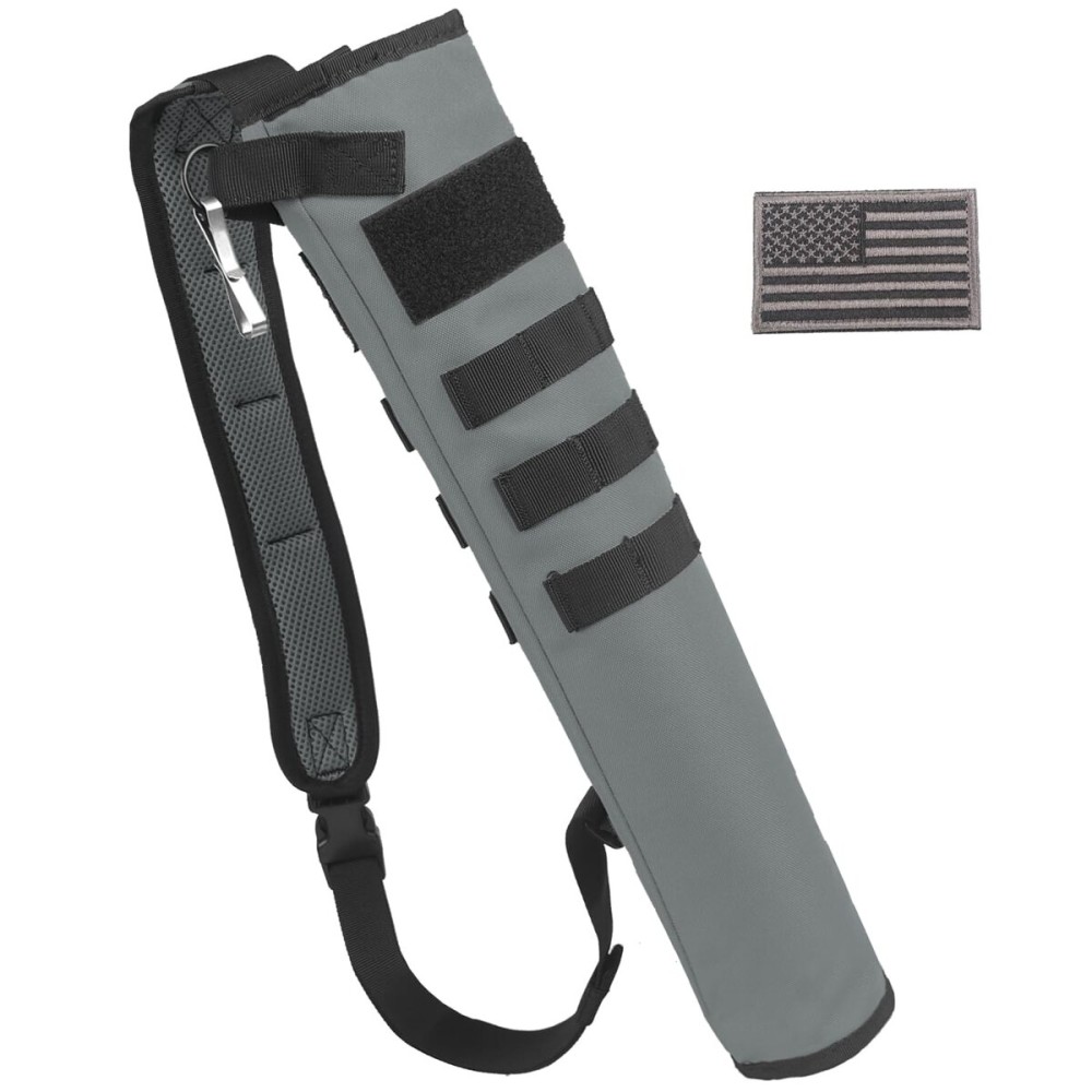 KRATARC Archery Lightweight Back Arrow Quiver Dual Use Foldable Compact Hip Arrows Bag with Molle System Hanged for Target Shooting (Grey, Hold 12~18 arrows