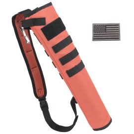 KRATARC Archery Lightweight Back Arrow Quiver Dual Use Foldable Compact Hip Arrows Bag with Molle System Hanged for Target Shooting (Orange, Hold 12~18 arrows