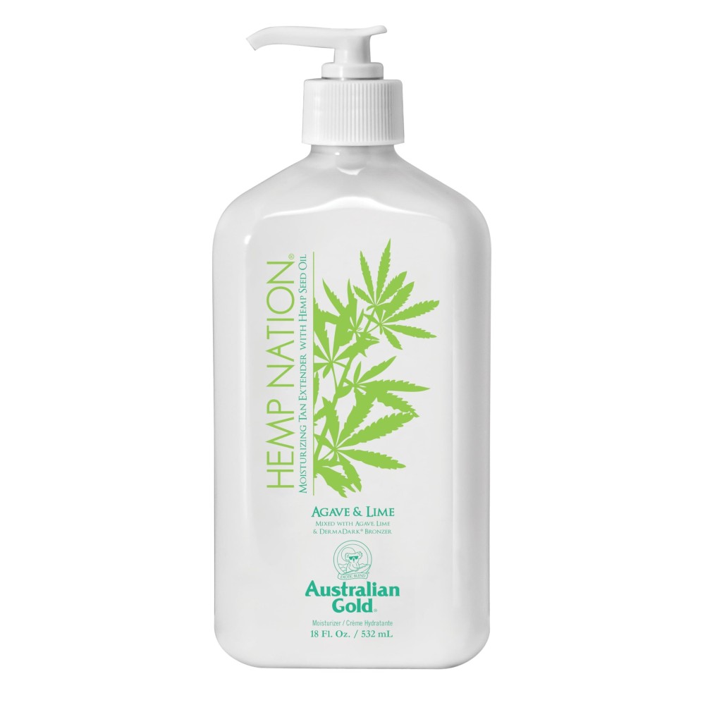 Australian Gold Hemp Nation Agave & Lime Tan Extender Lotion, 18 oz, with DermaDark Bronzer, Hemp Seed Oil, Hydrating Complex, Age-Defying Blend, No THC & Parabens, Daily Moisturizer